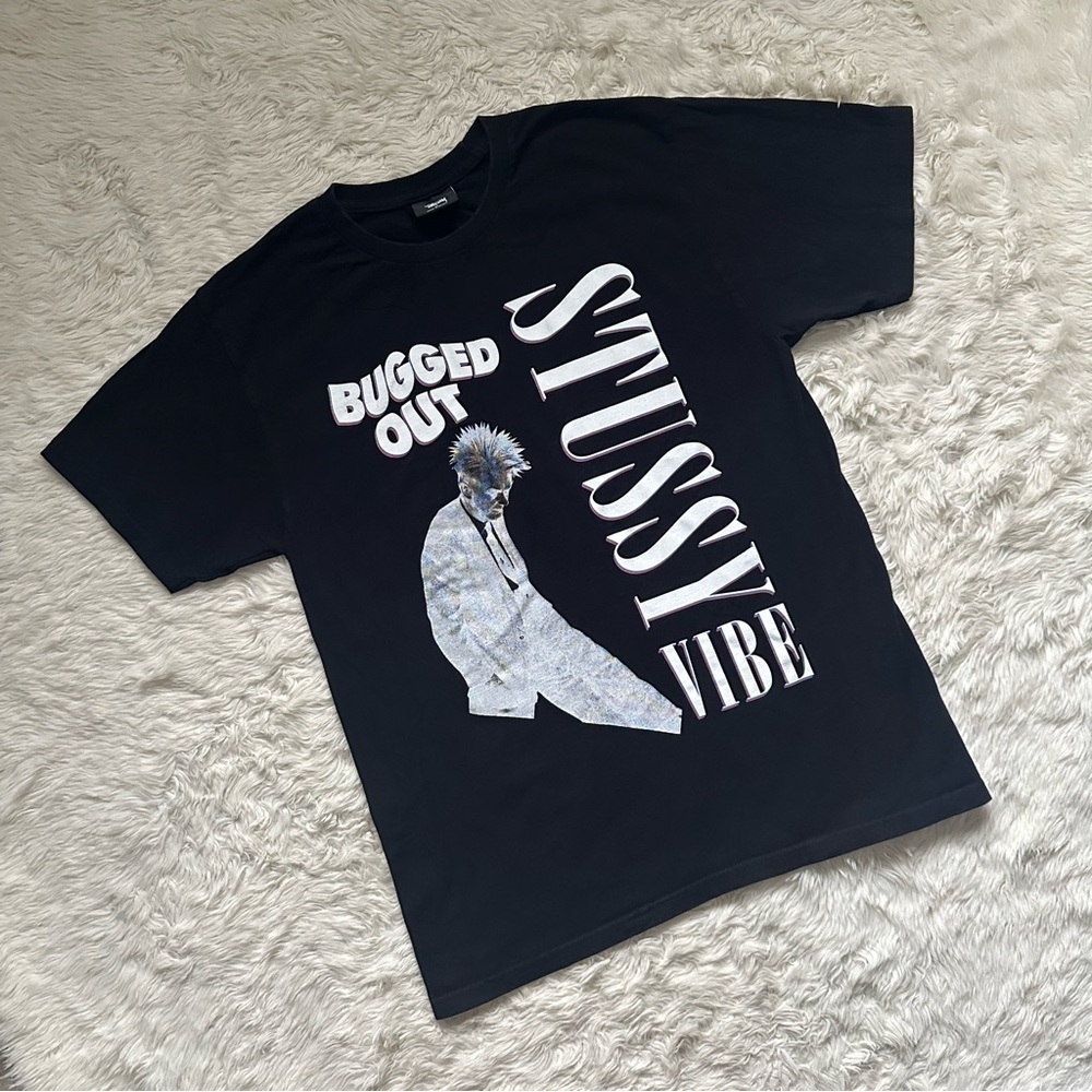 Stussy T-shirt Men’s ‘Bugged Out’ Short Sleeve Tee 100% Cotton Black Sz M